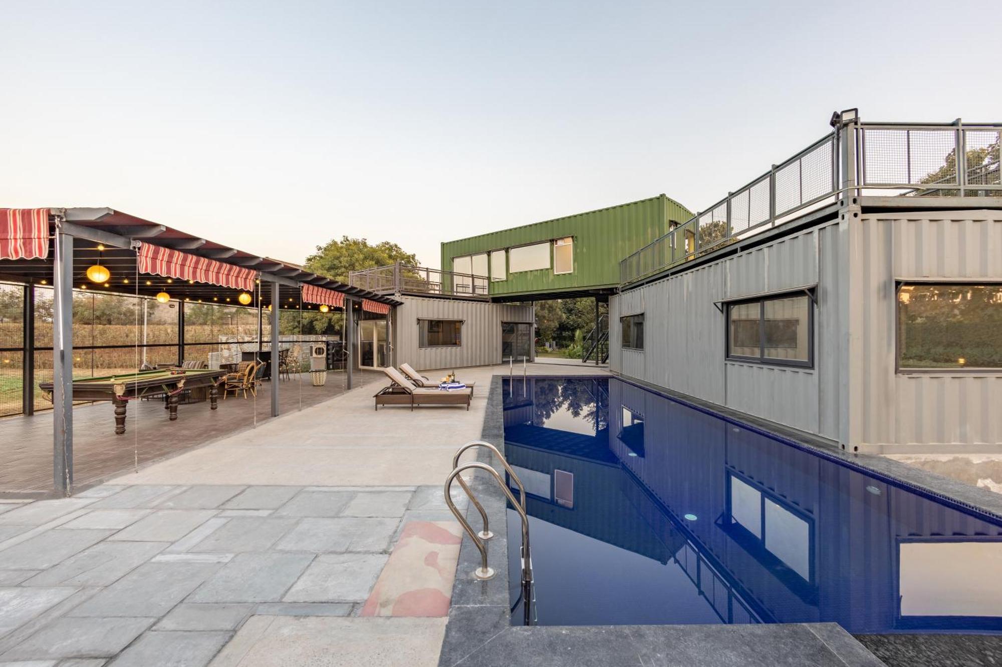 Dhauj Elivaas Hidden Oasis 4Bhk With Pool, Mud House & Container Houseヴィラ エクステリア 写真
