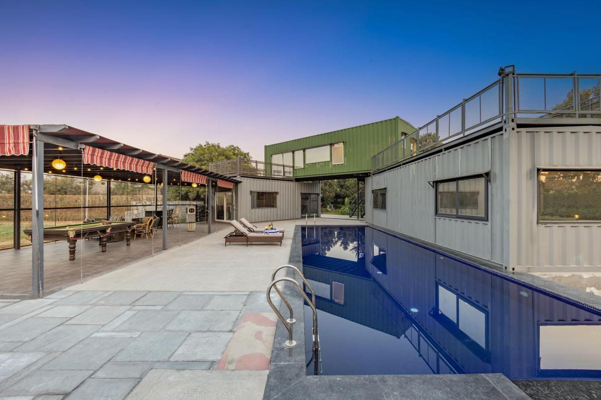 Dhauj Elivaas Hidden Oasis 4Bhk With Pool, Mud House & Container Houseヴィラ エクステリア 写真