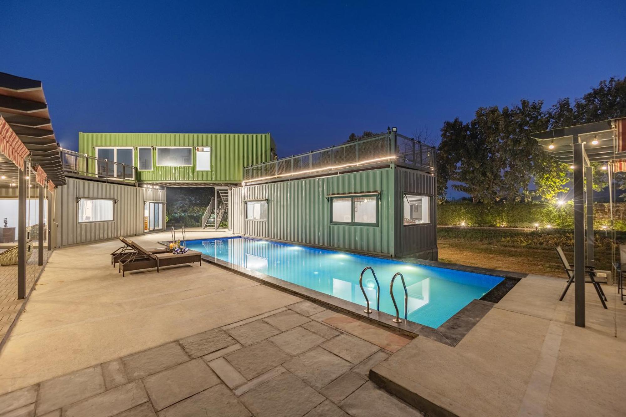 Dhauj Elivaas Hidden Oasis 4Bhk With Pool, Mud House & Container Houseヴィラ エクステリア 写真
