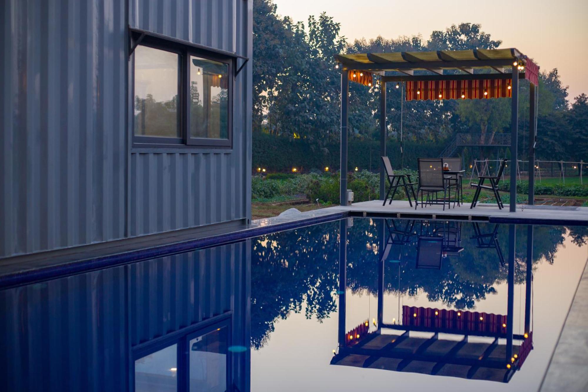Dhauj Elivaas Hidden Oasis 4Bhk With Pool, Mud House & Container Houseヴィラ エクステリア 写真