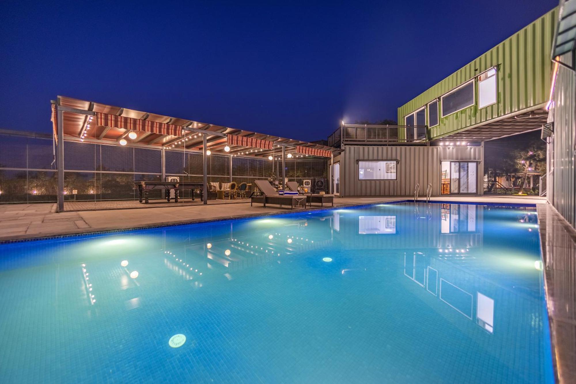Dhauj Elivaas Hidden Oasis 4Bhk With Pool, Mud House & Container Houseヴィラ エクステリア 写真