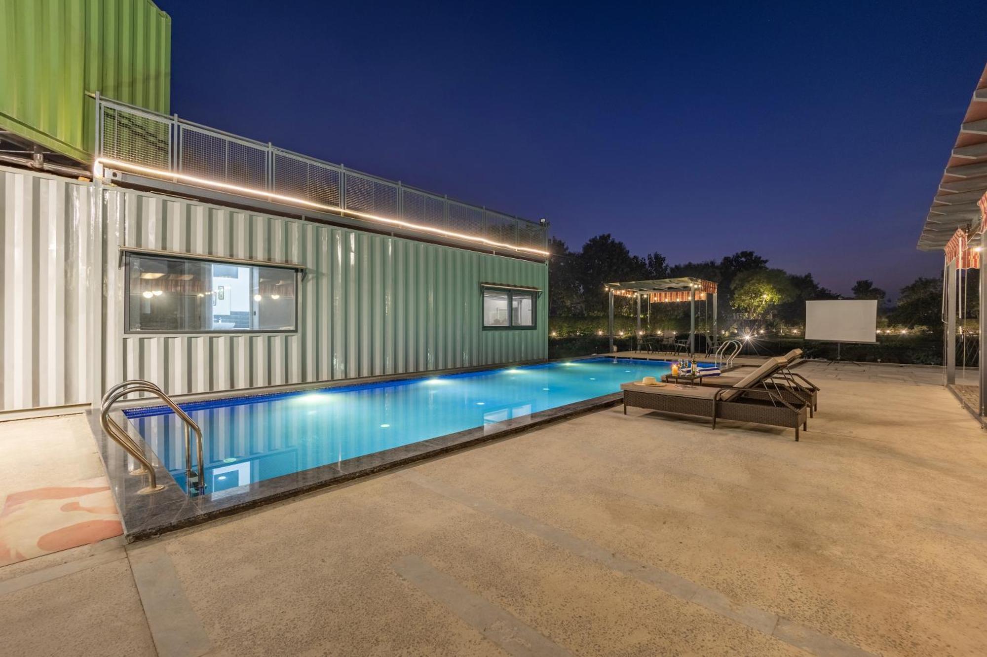 Dhauj Elivaas Hidden Oasis 4Bhk With Pool, Mud House & Container Houseヴィラ エクステリア 写真