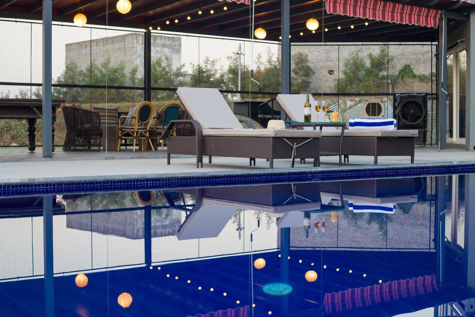 Dhauj Elivaas Hidden Oasis 4Bhk With Pool, Mud House & Container Houseヴィラ エクステリア 写真