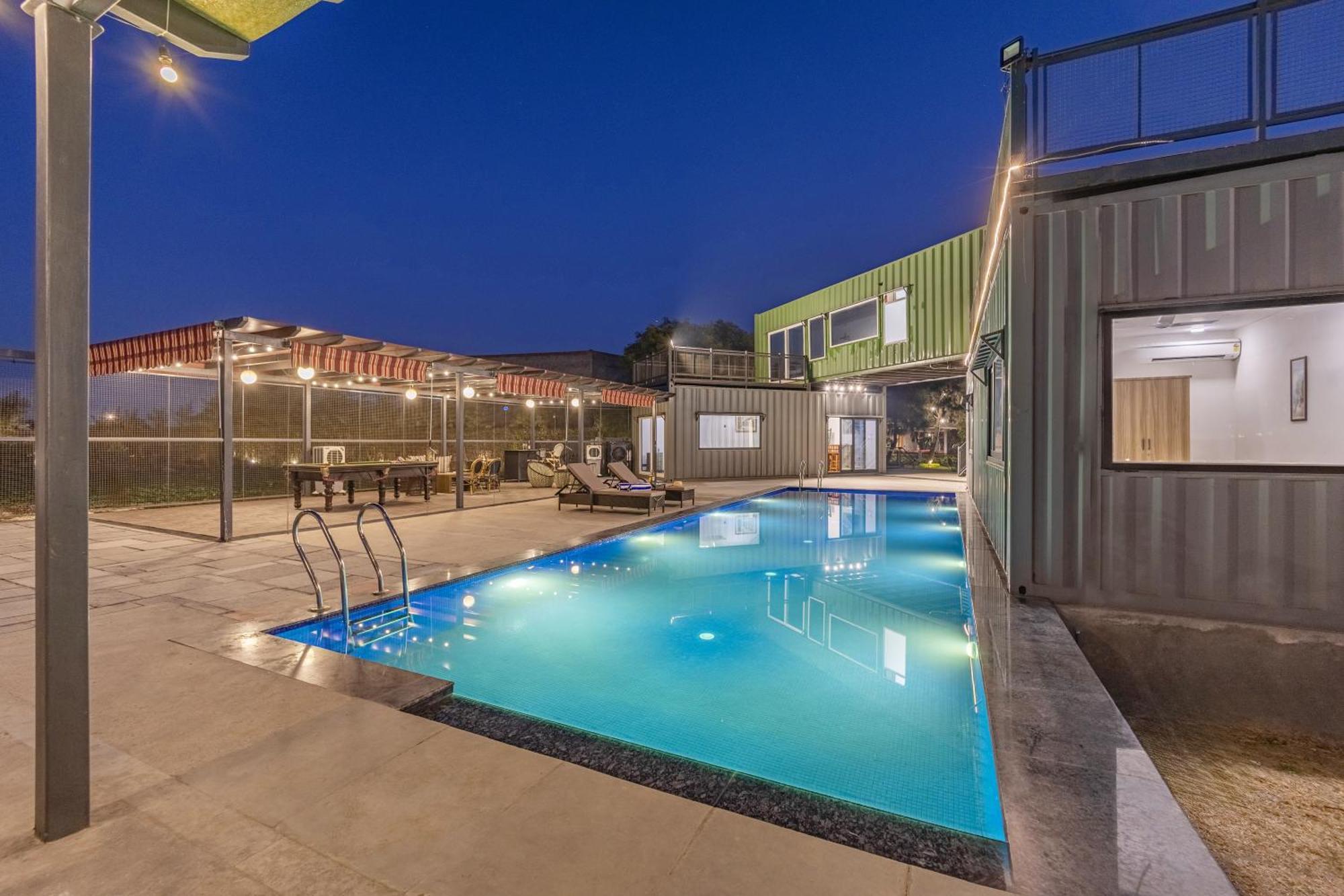 Dhauj Elivaas Hidden Oasis 4Bhk With Pool, Mud House & Container Houseヴィラ エクステリア 写真