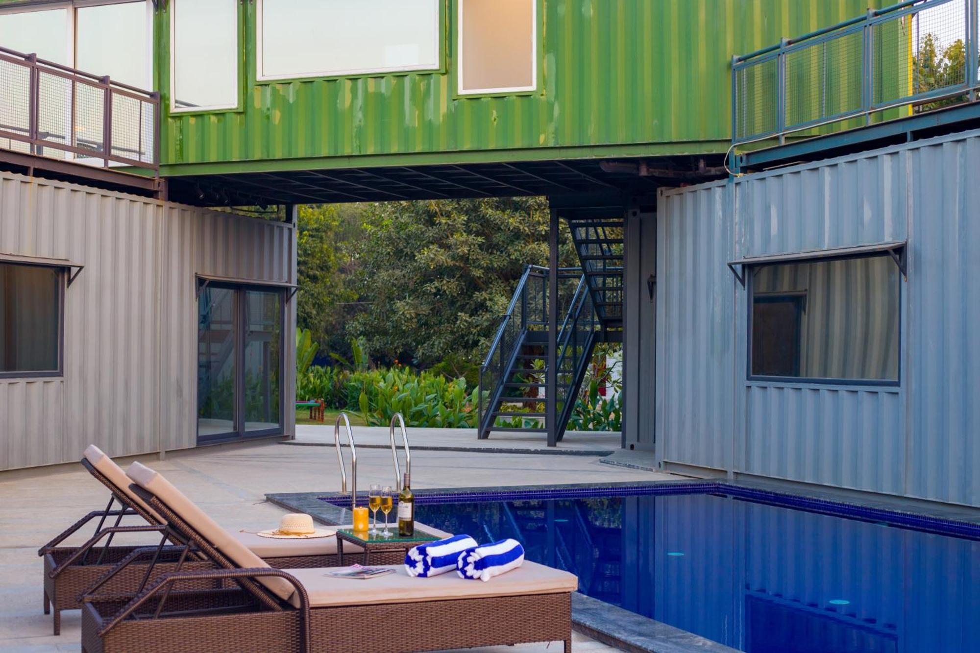 Dhauj Elivaas Hidden Oasis 4Bhk With Pool, Mud House & Container Houseヴィラ エクステリア 写真