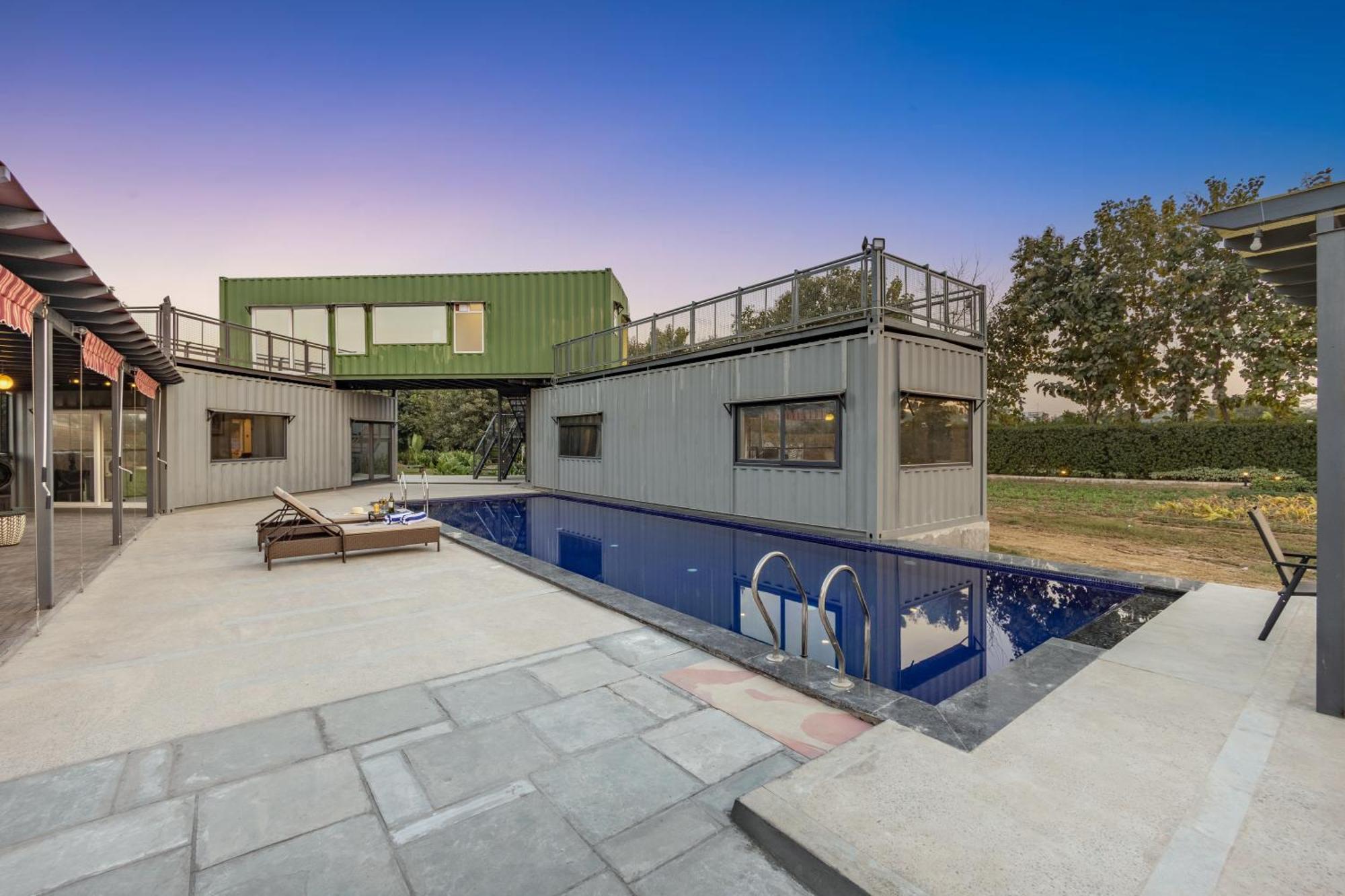 Dhauj Elivaas Hidden Oasis 4Bhk With Pool, Mud House & Container Houseヴィラ エクステリア 写真