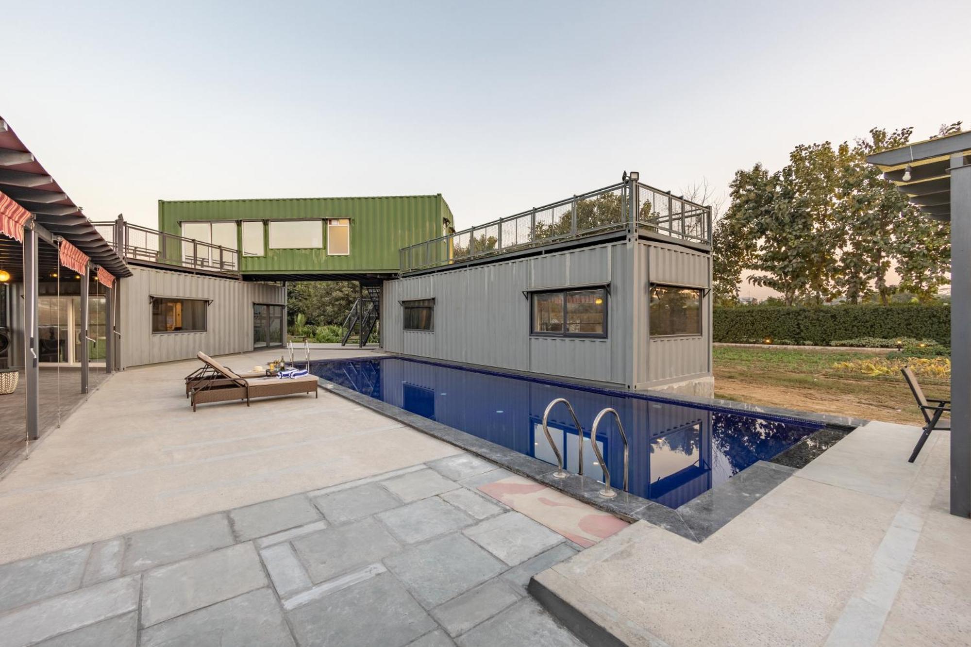 Dhauj Elivaas Hidden Oasis 4Bhk With Pool, Mud House & Container Houseヴィラ エクステリア 写真