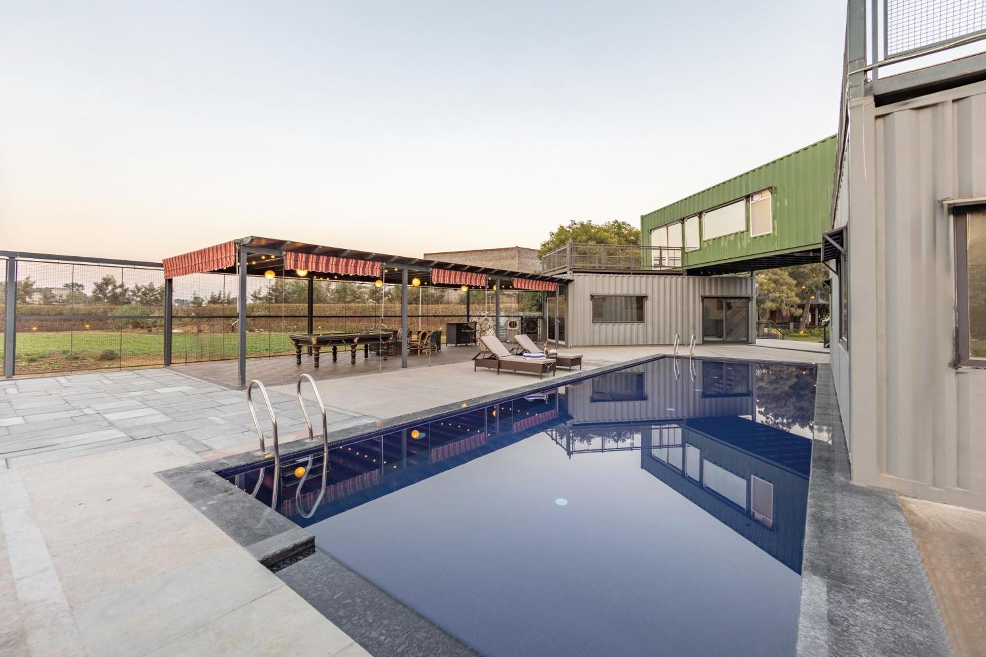 Dhauj Elivaas Hidden Oasis 4Bhk With Pool, Mud House & Container Houseヴィラ エクステリア 写真